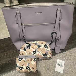 Kate spade tote with wallet and cosmetic bag